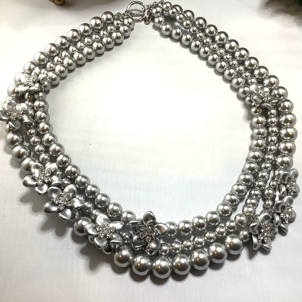 Multi strand glass pearl necklace